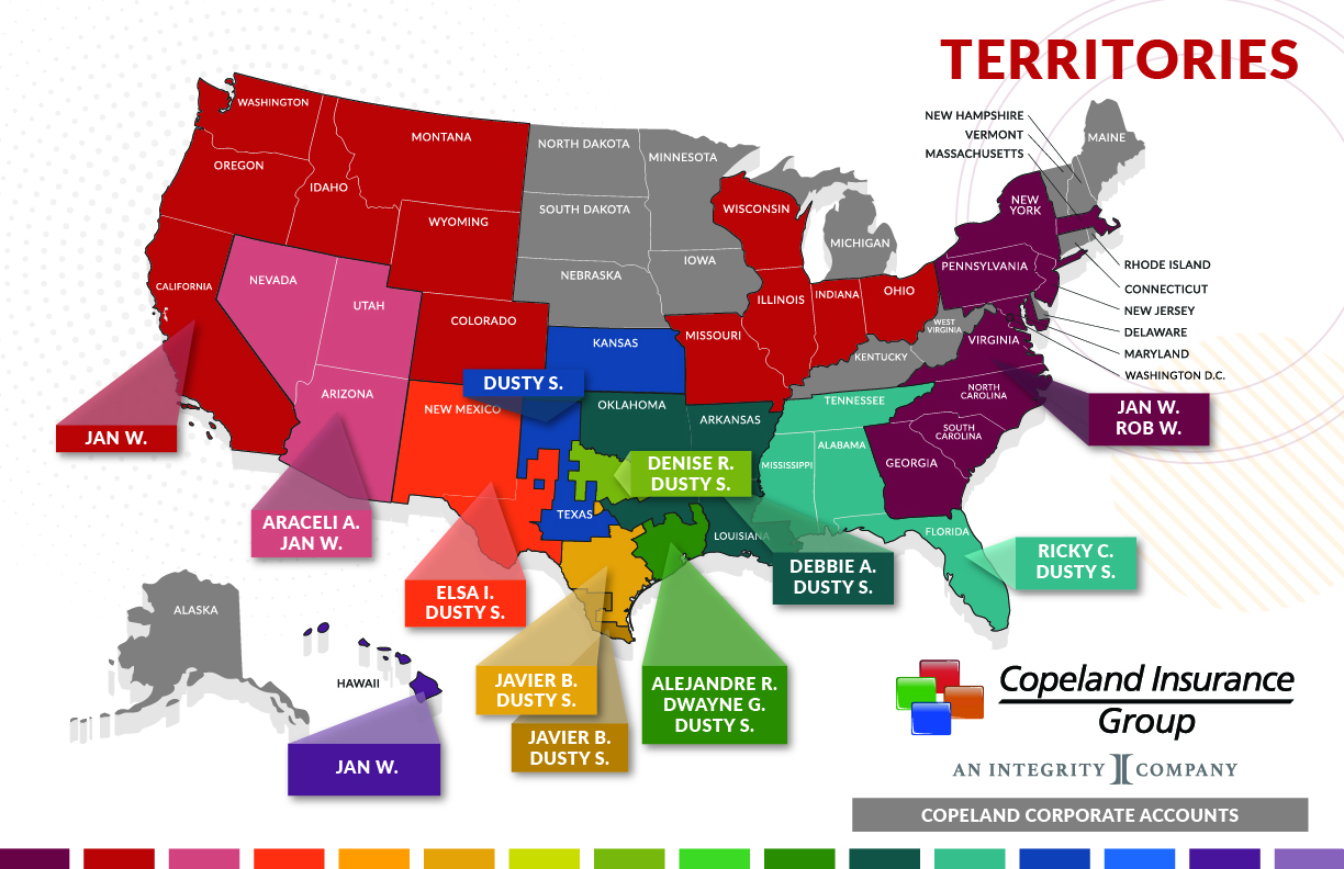 Copeland Insurance Group Territories Map